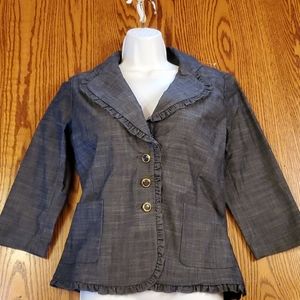 NEW 2 piece Joan Rivers Denim like Cotton Blue Skirt Suit
